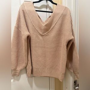 Blush off the shoulder sweater